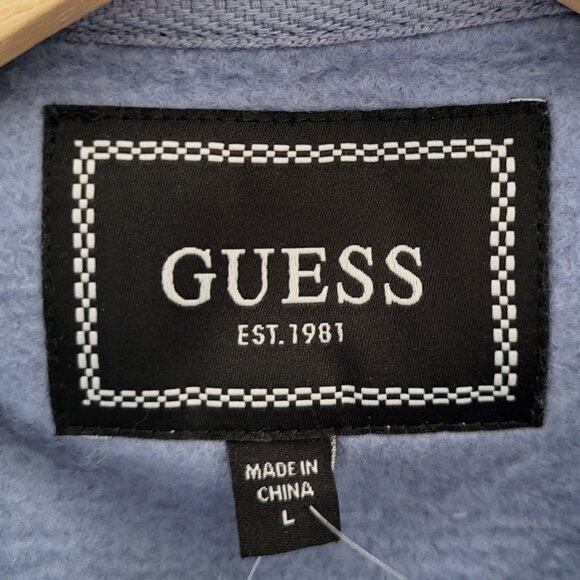 Guess Men's Light Blue Boaz Fleece Crew Neck Sweater Size - Picture 4 of 6